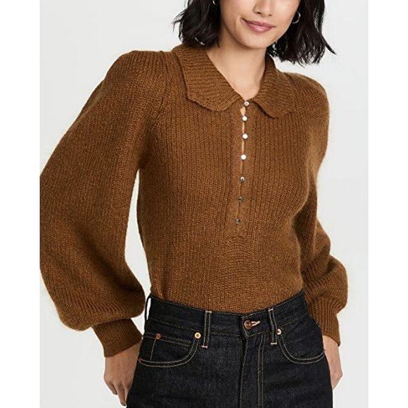 ba&sh Sweaters - BA&SH | Tilte Jumper Mohair Wool Sweater Button Up Bronze Brown Size 1